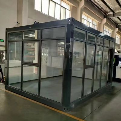 20ft Glass Curtain Wall Pre Fab Container Homes For Shops Show Room