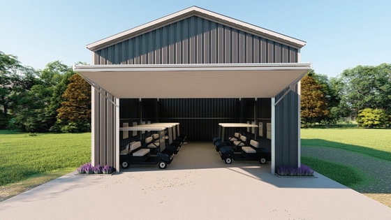 China Custom Prefab Steel Structure Golf Car Garage Shed Shelter Steel Structure Garage